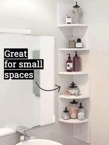 1pc Corner Wall Shelf, Triangular Floating Shelves, Multipurpose Storage Rack For Living Room, Bedroom, No Drill Required (Excluding Light Strip)