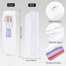 Pen Holder For Notebook, Pen Pouch For Notebook, Small Pen Holder With Adjustable Elastic Band, Slim Pencil Bag Journal Pen Holder Notebook Pen Holder, Zipper Pencil Pouch Makeup Bag - Trắng - Xem 5