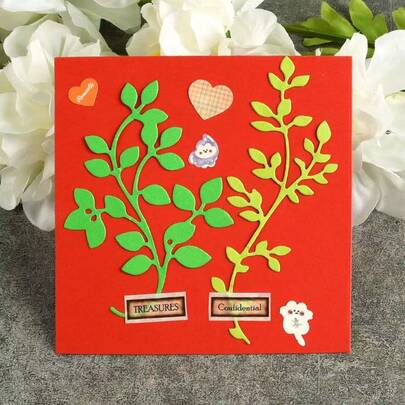 قوالب قطع معدنية عالية الجودة وقوية ودقيقة لصنع تصاميم أوراق وأغصان معقدة، مثالية لإنشاء بطاقات تهنئة جميلة وديكور منزلي رائع