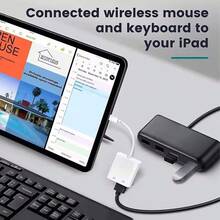 Adaptador OTG Tipo-C 2 en 1 compatible con 17/16/15/14/13 Pro Max/iPad, Convertidor de cable de datos USB 3.0, Ratón Teclado Lector de tarjetas - Blanco - Ver 4