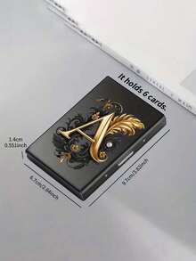 Premium Stainless Steel RFID Blocking Metal Letter A-Z Pattern Wallet For Men - Stylish Black Metallic Card Holder With Multi-Compartment Design, Perfect Father's Day Gift | Polished Finish & Silvery Tone, Women's Metal Card Case - Multicolor - View 8