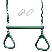JCH-TECHVIDA Barra de Trapecio Columpio Columpios para el Patio Trasero Barras de Mono y Accesorios para Columpios Incluye una Barra de Trapecio y una Cadena Resistente con Mosquetones de Bloqueo - Verde - Ver 9