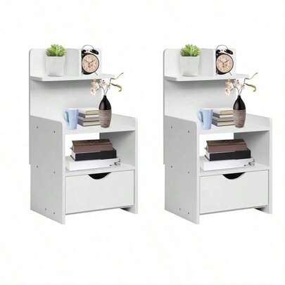 1/2pcs 60x32.5x25.5cmStylish Wooden Bedside Table With Drawer, Multifunctional Storage Cabinet For Bedroom, Living Room, Hallway, And Bathroom Furniture