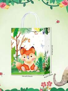 1/6/12/20 unidades de sacolas de lembrancinhas com estampa de animais da selva, com alças, para lembrancinhas de doces com tema de animais do zoológico, presentes para festas temáticas de selva, para casamentos e aniversários. - Multicolorido - Ver 4