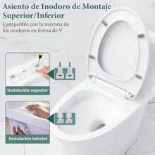 Asiento Elongado para WC Asiento para Inodoro de Cierre Lento y Silencioso Tapa para Retrete Económico Toilet Seat Residencial Tapa de Baño WC Universal Taza de Inodoro Alargado para Sanitario 46*36cm(default) - Multicolor - Ver 3