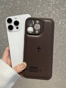 以赛亚书 60:22 十字架图案仿皮棕色手机壳，“时机成熟时，我耶和华必成全”圣经经文印花手机壳，镜头保护手机壳，自用或送礼皆宜，兼容 17 Pro Max/17/16/Air/15 - 棕色 - 查看 6