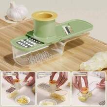 1pc 3-In-1 Mini Garlic Press & Vegetable Slicer/Shredder - Heavy Duty Multi-Function Chopper, Easy Clean Blades & Container, Suitable For Kitchen, Compact Design For Garlic, Ginger, Carrot, Potato, Onion - Multicolor - View 8