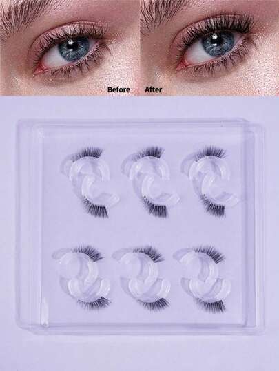 6 Pairs Of Natural-Looking, Thick False Eyelashes, Fluffy And Delicate, Suitable For Everyday Use, Manga Style, Travel Essential, Extended Outer Corner False Eyelashes, Eyelashes, False Eyelashes