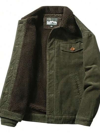 Abrigo acolchado de pana de cuello alto para hombre, invierno, diseño casual y cálido, chaqueta de moda