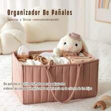 Organizador de Caja de Pañales para Elegante Cesta para Pañales Cesta de pañales para Lista de regalos para recién nacidos y Suministros básicos Rosa pálido - Rosa plido-0 - Ver 2