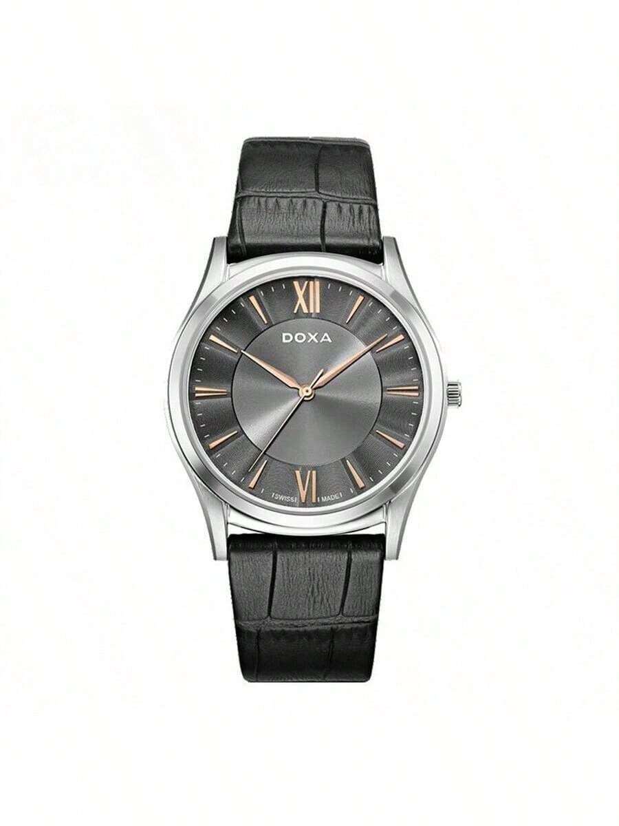 DOXA 瑞士制造男士商务休闲防水腕表 D201SGY - 黑色 - 查看 1