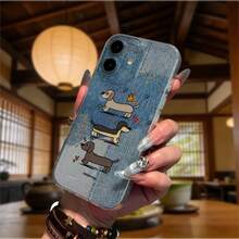 Funda TPU Transparente perro lindo cartoon divertido Para el  17 16 15 14 13 12 11 X XS Pro Max 8 7 6 Plus SE caso marco suave - transparente - Ver 8