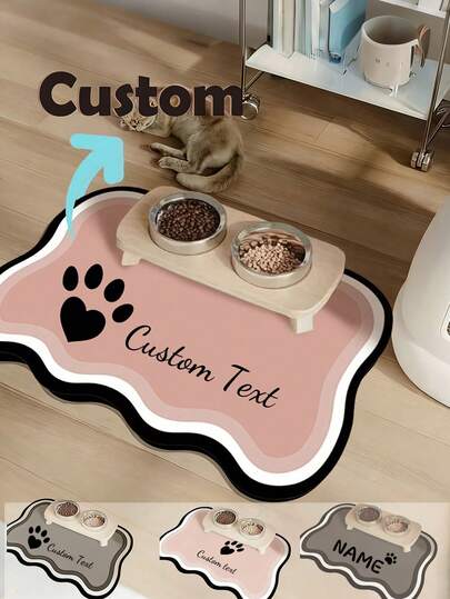 Customizable Quick-Drying Pet Feeding Mat, Can Print Pet Name - Splash-Proof, Absorbent, Easy To Clean Design, Paw Print Pattern, Suitable For Cats And Dogs, Washable, Perfect Gift For Pet Owners. Pet Feeding Mat, Pet Food Mat, Fun Design, Durable Pet Pad, Dog Mat, Cat Food Mat, Dog Food Mat, Dog Nap Mat, Dog Bowl Mat, Lunch Mat, Cat Food Mat, Dog Food Mat, Absorbent Pet Feeding Mat