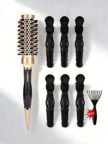 1 Set Gold Ceramic Round Hair Brush, High Heat Resistant Styling Brush, Suitable For Voluminous, Curly And Straight Hair, Women's Travel Essential, Portable, Professional Hairstyling And Hair Care Tool, Gentle Hair Care - Multicolor - View 11