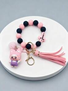 New Unisex Silicone Beaded Cute Pendant Keychain, Suitable As School Stationery, Bag Decor, Gifts For Friends, Family, Coworkers, Applicable For Parties, Weddings, Birthdays, Graduations, School Decorations, Dorm Decor, Back To School, Home Decor, Study Supplies - Multicolor - View 6