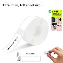 1/6 Roll White Thermal Label Tape, 12x40mm (0.47"X1.57"), 160 Labels/Roll, Thermal Printing Paper, Black Background White Text Labels, Suitable For D30, M110, M220, M1, P50, P15 Label Printers, Home & Commercial Use, Waterproof, Oil-Resistant, Wear-Resistant, Tear-Resistant - White - View 11