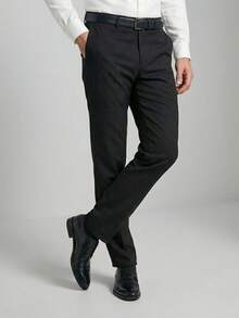 Men's 2-Piece Set - Men's Tailored Slim Fit Executive Polyester Dress Pants, Classic Formal, Lightweight And Stylish. - Black and Black - View 4