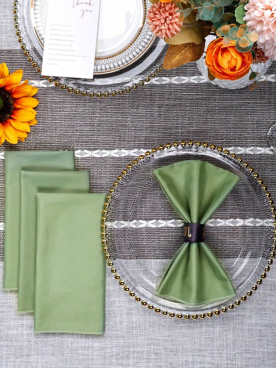 6/10/12/24/50pcs Sage Green Cloth Napkins Dinner Napkins Bulk 14*14/17*17/20*20 Inch Washable 100% Polyester Fabric Cloth Table Napkins With Stitched Edges Ideal For Hotel Restaurant, Holiday Parties Wedding