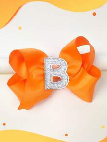 1pc 5 Inch 26 Letters A-Z Pearl Letters Personalized Back To School Ponytail Girl Hair Bow Teenagers Girl Hair Bows With Clips For Festivals Party School Girls Graduation Season Hairgrips For First Day Of School Classroom Girls Students,Teenagers Hair Accessories - 橘色 - 查看 27