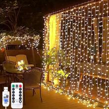 1pc 8 Modes USB Powered Atmosphere Light String, Decoration For New Year, Valentine's Day, Wedding, Bedroom, Birthday, Holiday Party, Indoor Window (Remote Control Batteries Not Included) - USB Curtain Light - View 13