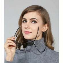[Gold Jewelry]&Valentine's Day &Mother's Day  Chic Beaded Glasses Chain - Anti-Slip Fashion Glasses Lanyard With Vintage Mask Holder For Women & Fashion Jewelry &Couple Matching Jewelry - 黑色 - 查看 4