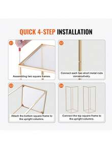 2PCS 31.5inch High Wedding Flower Stand, Metal Vase Column Geometric Centerpiece Stands, Gold Rectangular Floral Display Rack For T-Stage Events Reception, Party Decoration Home - Gold - View 5