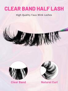 9 Pairs Of Half-Strip False Eyelashes, Natural Cat Eye Makeup False Eyelashes, Cartoon Style False Eyelashes, Transparent Band Natural False Eyelashes, Short Soft 3D Faux Mink False Eyelashes - Cat Eye Lashes - View 8