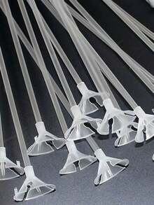 1/10/20/50/100pcs Plastic Balloon Clips And Sticks, Minimalist Transparent Balloon Holders, Suitable For Various Festivals, Parties, Graduation Parties And Other Occasions, Reusable Non-Disposable Items - Transparent - View 4