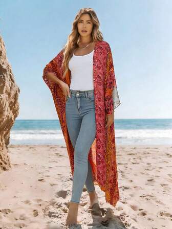 Beautiful Nomad Women's Bohemian Vacation Casual Shawl Kimono Cover Up
