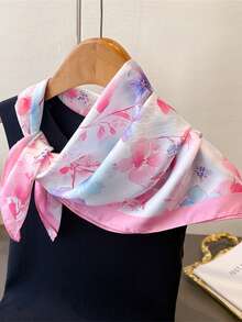 1pc Floral Print Bandana Scarf, Lightweight 70x70cm Square Headscarf For Women - Multicolor - View 10