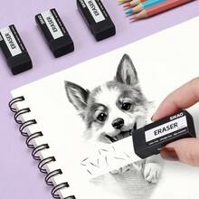 Black Erasers, 12 Pack Block Pencil Erasers U2013 Smudge - Latex - Art Erasers Adults Artists, Clean Erase School, Homework, Office Drawing - 黑色 - 查看 5