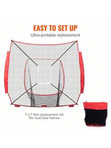 7x7 Ft Baseball Softball Practice Net, Portable Baseball Training Net For Hitting Batting Catching Pitching, Backstop Baseball Equipment Training Aids With Strike Zone - Red - View 5
