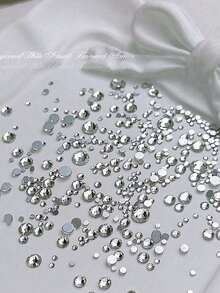 12 Grid Nail Rhinestones 1.5mm-5mm 3D Nail Art Glass Crystal Clear Nail Stones Gems Pearl Crystal Strass 3D Charm Gems Nail Multi-Shape 3D Nail Diamonds For Nail Art And DIY Decoration 1 Boxes Nail Art Rhinestones Flatback Rhinestones Pearls Nail Charms For Acrylic Nails Crystals Nail Art Supplies Half Round Design Nail Gems - 白色 - 查看 2