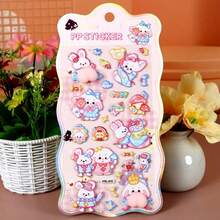 可爱3D泡沫贴纸，柔软挤压泡泡卡哇伊浮雕贴纸，动物减压贴纸，DIY装饰贴纸，适用于水瓶、冰箱、手机、笔记本电脑等，DIY装饰，女孩奖励礼物 - 彩色 - 查看 6