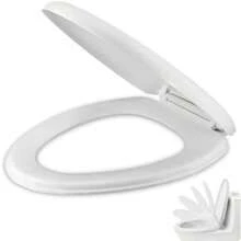 Asiento Elongado para WC Asiento para Inodoro de Cierre Lento y Silencioso Tapa para Retrete Económico Toilet Seat Residencial Tapa de Baño WC Universal Taza de Inodoro Alargado para Sanitario 46*36cm(default) - Multicolor - Ver 2