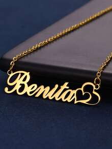 Customized Stainless Steel Necklace - Elegant Minimalist Style, Valentine's Day Gift, Personalized Letter & Name, DIY Heart Pendant, Suitable For Parties And Everyday Wear - Multicolor - View 6