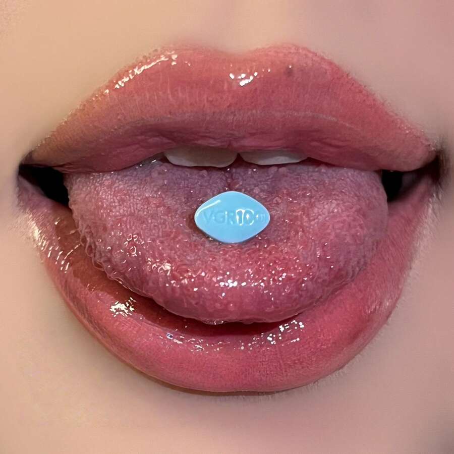 菱形药丸亚克力舌钉，钛钢外螺纹，小众性感药丸形舌钉舌环