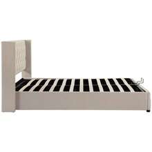 Upholstered Bed, Wing-Shaped, Double Row Of Studs, Velvet, Topstitching At The Head And Foot, Double Bed 160 X 200 Cm, Hydraulic Functional Bed, Slatted Base Covered In Black Non-Woven Stain-Resistant Fabric, Beige - Beige - View 7