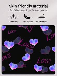 男士平角内裤 1 件装 - 爱心渐变印花浪漫内衣，情人节礼物及时尚日常穿着，浪漫爱心印花内裤，爱心主题印花内裤，送给他的完美情人节礼物及日常穿着 - 黑色 - 查看 5