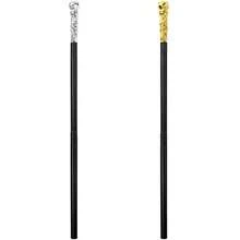 2PCS Gold Walking Cane And Silver Walking Cane Halloween Theme Party Supplies Halloween King Cosplay Prop Costume Accessories Halloween Prop Stick Pimp Canes Accessories For Adults - Black Gold Silver - View 3