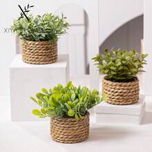 3 chậu cây mini đan nhân tạo: Ba hình dạng độc đáo - Lá tre gai, Lá lạc và Cỏ kim tiền, dây cỏ biển, quà tặng, cây nhân tạo, ụ cây, màu xanh lá cây, chất liệu PE, sợi polyester, làm thủ công, trang trí mùa cưới, quà tặng tốt nghiệp, trang trí nhà cửa. - Xanh-L - Xem 13