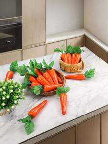 Conjunto de 3/6 cenouras artificiais realistas para decoração de Páscoa, ideais para festas, cozinhas, mesas, paisagismo, sacolas de presente, cestas e como adereço para fotografia. - Multicolorido - Ver 6