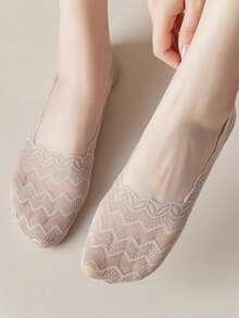 5/10 Pairs Women's Summer Thin Anti-Slip Lace Diamond Shaped Invisible Liner Socks - Multicolor - View 3