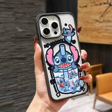This Disney Stitch Character Phone Case Features A Cute And Playful  Design, A Simple And Stylish Look, A Smooth Feel, And Strong Magnetic Adhesion. It Includes Camera Protection And Is Suitable For Girls. Compatible With IPhone17/16/15/14/13/...12 Mini Pro Max Pro Plus XRXS, As Well As SamsungGalaxy S20, S21, S22, S23, And S24 Series. It's The Perfect Gift For Friends And Family. Stylish Phone Case With Fun  Design, , Lightweight, And Durable. - 藍色 - 查看 6