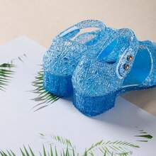 Princess Jelly 平底鞋 - 亮蓝色水晶凉鞋，透气橡胶鞋跟，方头设计，适合生日派对和日常穿着，休闲鞋 | 水晶装饰鞋 | 轻便鞋履 - 藍色 - 查看 9