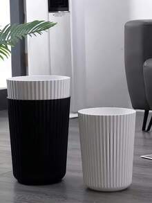 Plastic Trash Can Waterproof Striped Trash Bin For Storing Fruit Peel And Paper Scraps Stain Resistant Waste Basket Durable Garbage Storage Bucket For Women Men For Offices Dorm Bedrooms Kitchens Bathrooms And Living Rooms Waste Container Bathroom Kitchen Accessory Home Decor Essentials Room Decor - Multicolor - View 7