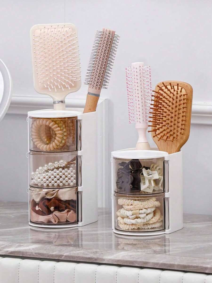 A Classic Polished Plastic Accessory Organizer With Snap Closure - A Dustproof And Waterproof Transparent Desktop Organizer For Storing Necklaces, Hair Ties, Hair Clips, And Headbands - A Desktop Jewelry Box, Cable Management Box - Clear - View 1