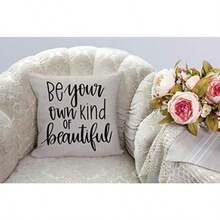 SSOIU - Funda de cojín con cita motivacional e inspiradora diseño con texto en inglés "Be your own kind of Beautiful Cotton Linen Throw Pillow Case Cushion Cover Home Office Decorative Square 45 72 x 45 72 cm - Ssp023 - Ver 2