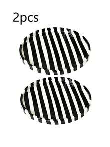 1pc/2pcs Handpainted Striped Ceramic Plate, Elegant Ceramic Dessert/Snack/Jewelry Tray, Suitable For Breakfast, Steak, Pasta, Afternoon Tea, Holiday Gifts - Multicolor - View 13