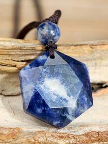 Handmade Woven Hexagram Pendant Necklace With Natural Stones - Tiger Eye, Green Aventurine, Blue Sodalite, Unisex Couple Necklace - Multicolor - View 18